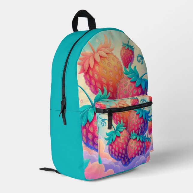 Strawberry Fruit-Themed  Printed Backpack (Back Corner Left)