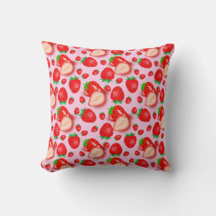 Strawberry Fruits on Pink Pattern Design Cushion