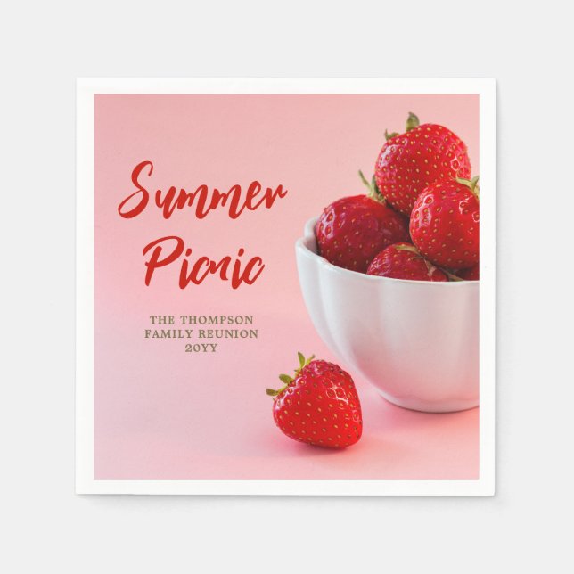 Strawberry Fruits Pic Summer Picnic Family Reunion Napkin (Front)