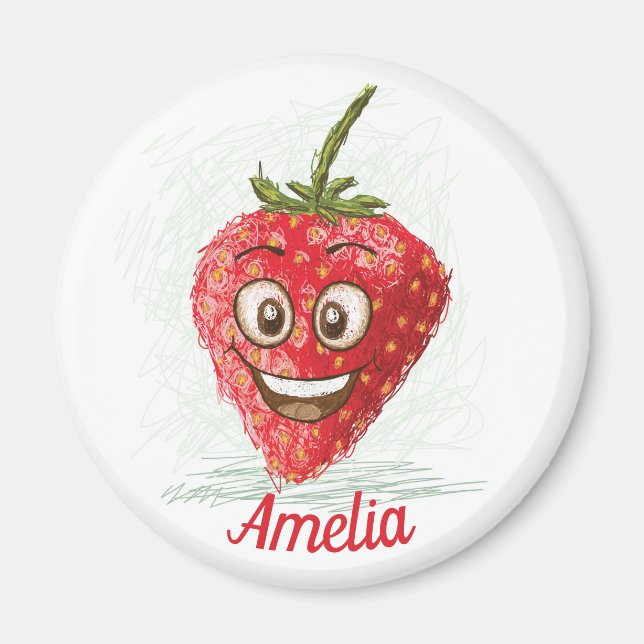 Strawberry funny  personalised cute fridge magnet (Front)