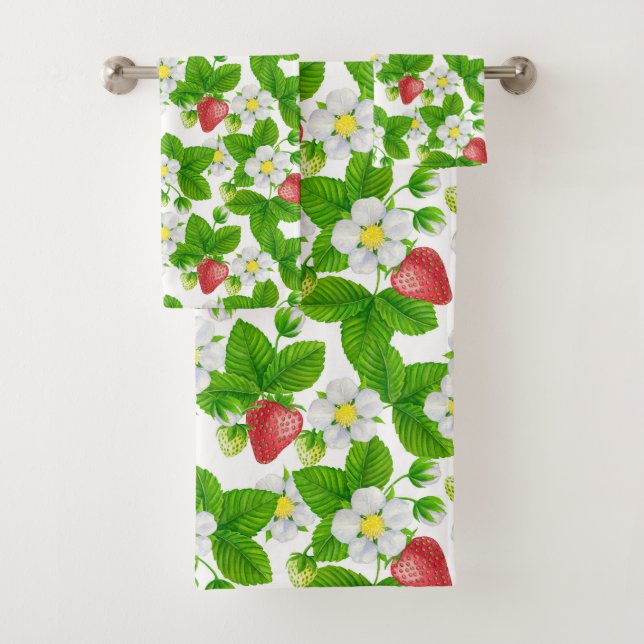 Strawberry garden bath towel set (Insitu)