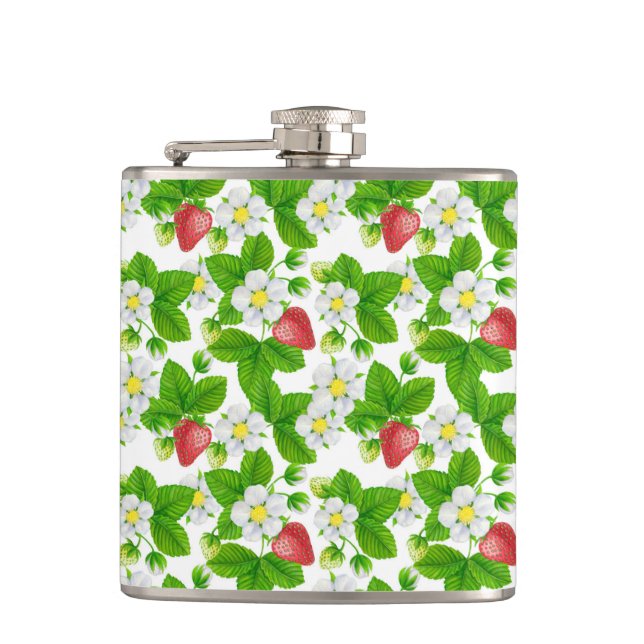 Strawberry garden hip flask (Front)