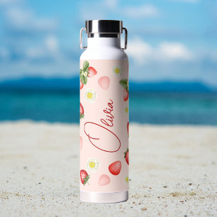 Strawberry gifts personalised name water bottle