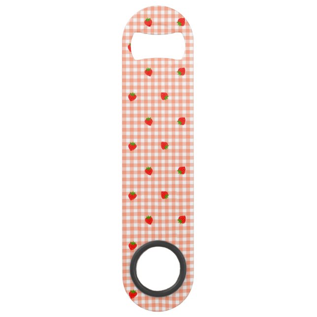 Strawberry & Gingham Check (Salmon Pink) (Front)