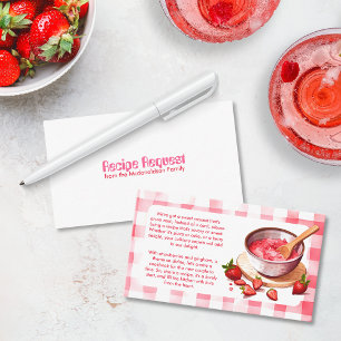 Strawberry Gingham Recipe Request Bridal Shower    Enclosure Card