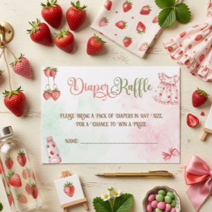 Strawberry Girl Baby Shower Diaper Raffle Enclosure Card