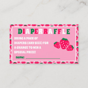 Strawberry Girl Baby Shower Diaper Raffle Ticket Enclosure Card