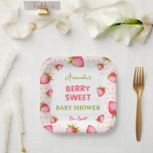 Strawberry Girl Baby Shower Paper Plate