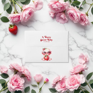Strawberry Girl Berry Sweet Baby Shower Envelope
