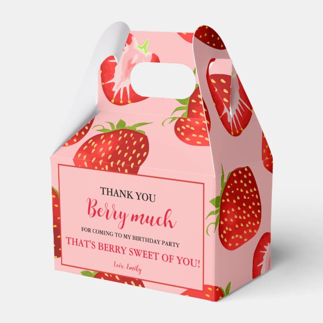 Strawberry Girl Birthday Berry Sweet| Berry First  Favour Box (Front Side)