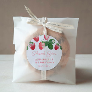 Strawberry Girl Birthday Party Thank You Favour Classic Round Sticker
