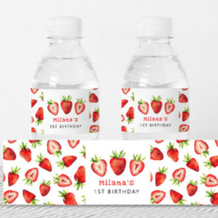 Strawberry Girl Birthday Party   Water Bottle Label