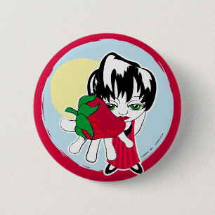 strawberry girl forever 6 cm round badge