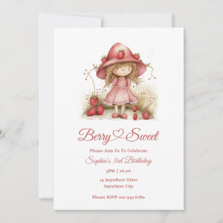 Strawberry Girl Party Invitation