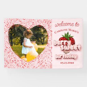 Strawberry Girl Pink Berry Sweet Birthday Photo Banner