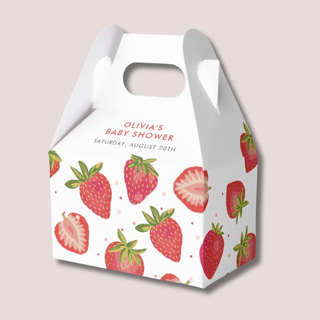 Strawberry Girls Baby Shower Favour Box (Strawberry baby shower favor box)