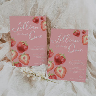 Strawberry Girl's Birthday Party  Invitation