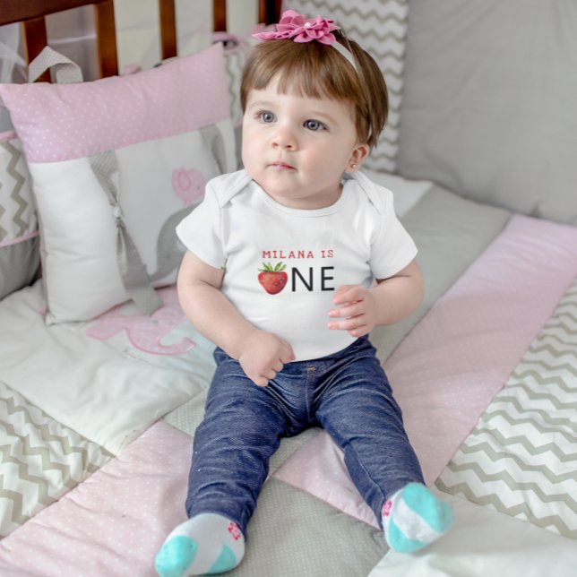 Strawberry Girl's First Birthday ONE Baby T-Shirt (Creator Uploaded)