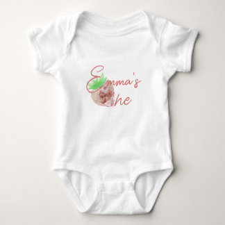 Strawberry Girl's First Birthday ONE photo Baby Bodysuit