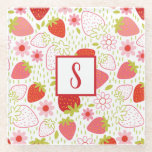 Strawberry Glass Coaster<br><div class="desc">A pretty red and pink strawberry pattern coasters to decorate your kitchen or outdoor patio. Designed for you by Blackberry Boulevard.</div>