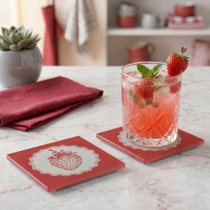 Strawberry Glass Coaster