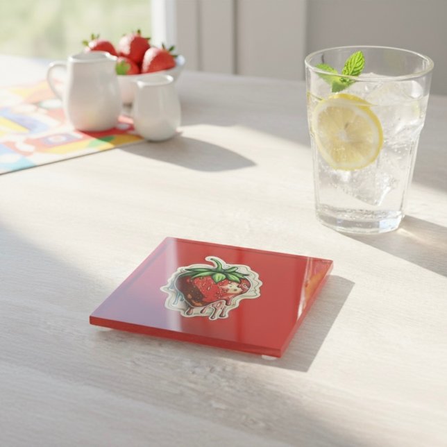 Strawberry Glass Coaster (Creator Uploaded)