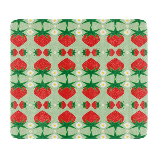 Strawberry Glass Cutting Board 6x7 (Front)