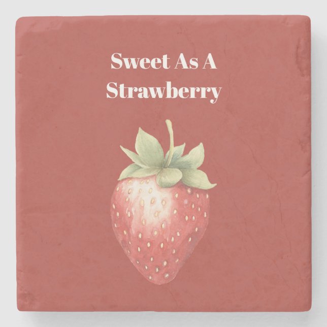 Strawberry Glasses Owl Stone Coaster (Front)