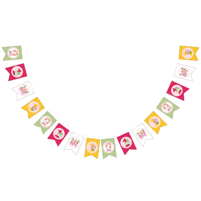 Strawberry Gnome Garden Little Girl's Birthday Bunting (All)