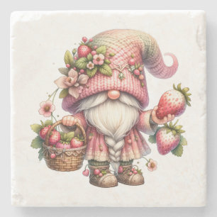 Strawberry Gnome Stone Coaster