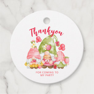 Strawberry & Gnomes Birthday Thank You Favour Tags