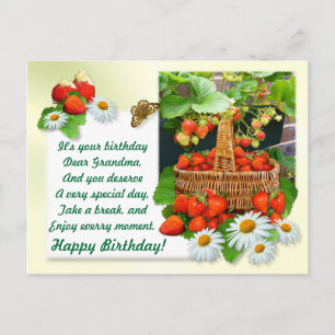 Strawberry ~ Granmother's Birthday Postcard