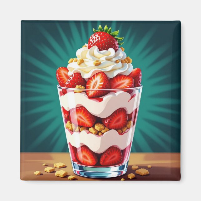 Strawberry, Granola and Whipped Cream Parfait  Magnet (Front)