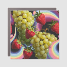 Strawberry Grape Fruit Swirl Square Car Magnet