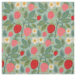 Strawberry Green Botanical Fabric