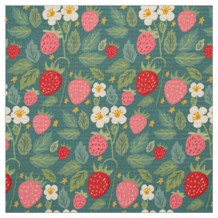 Strawberry Green Botanical Fabric