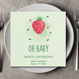 Strawberry Green Red Fruit Baby Shower Napkin