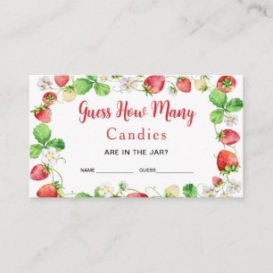Strawberry Guess How Many Candies Game Ticket Enclosure Card