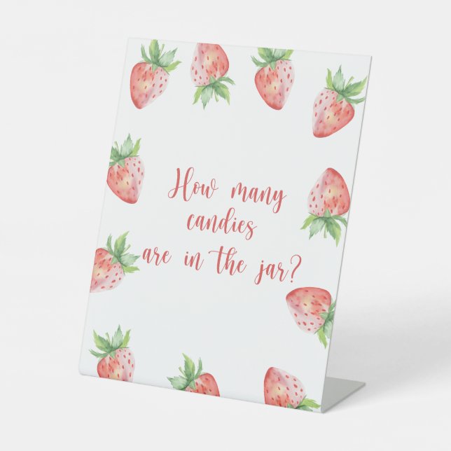 Strawberry - guess how many candies Poster Pedestal Sign (Front)