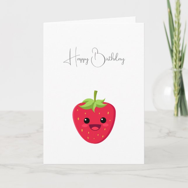 Strawberry Happy Birthday Card  (Front)