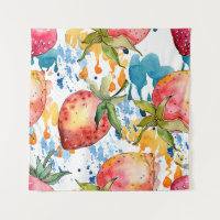 Strawberry healthy food. Watercolor background ill