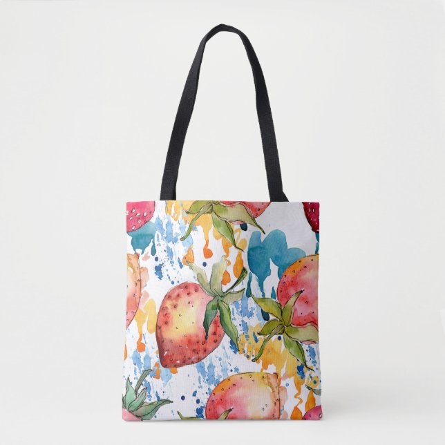 Strawberry healthy food. Watercolor background ill Tote Bag (Front)