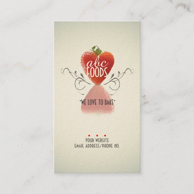 Strawberry Heart (Baking/Chef/Cake Decoration) v2 Business Card (Front)