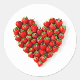 Strawberry Heart Classic Round Sticker