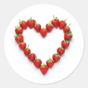 Strawberry Heart Classic Round Sticker