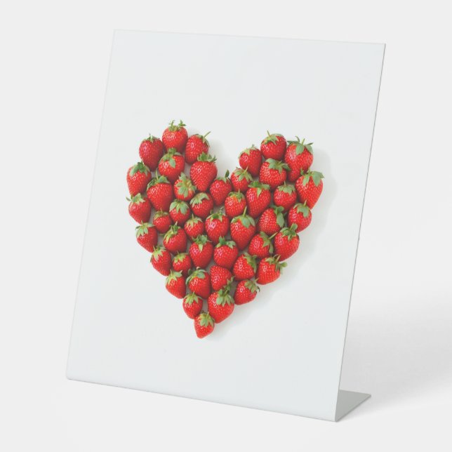 Strawberry Heart Pedestal Sign (Front)