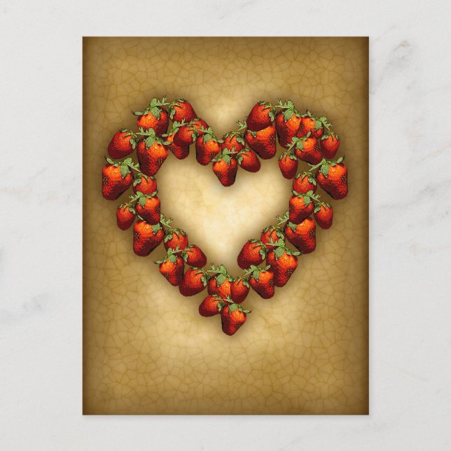 Strawberry Heart Postcard (Front)