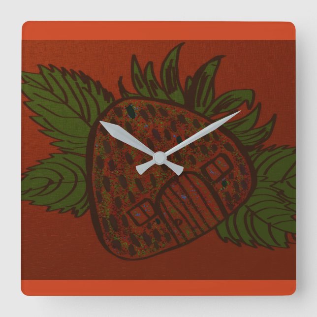 Strawberry Home Sweet Home  Square Wall Clock (Front)