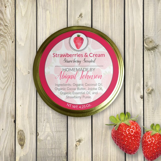 Strawberry Homemade Body Butter or Scrub Label (Creator Uploaded)