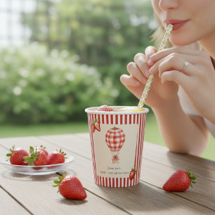 Strawberry Hot Air Balloon Baby Shower Paper Paper Cups